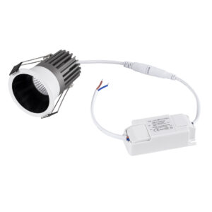 GloboStar® MICRO-B 60241 Χωνευτό LED Spot Downlight TrimLess Φ6cm 7W 875lm 38° AC 220-240V IP20 Φ6 x Υ7.8cm – Στρόγγυλο – Λευκό με Μαύρο Κάτοπτρο – Θερμό Λευκό 2700K – Bridgelux COB – 5 Years Warranty