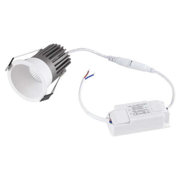 GloboStar® MICRO-B 60242 Χωνευτό LED Spot Downlight TrimLess Φ6cm 7W 910lm 38° AC 220-240V IP20 Φ6 x Υ7.8cm – Στρόγγυλο – Λευκό – Φυσικό Λευκό 4500K – Bridgelux COB – 5 Years Warranty