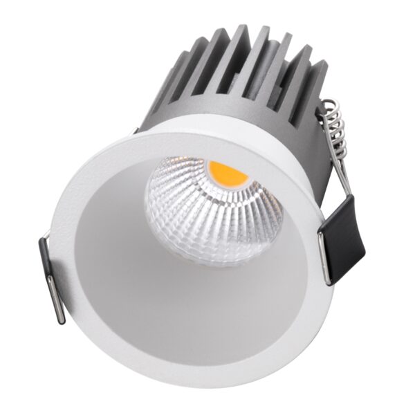 GloboStar® MICRO-B 60243 Χωνευτό LED Spot Downlight TrimLess Φ6cm 7W 875lm 38° AC 220-240V IP20 Φ6 x Υ7.8cm – Στρόγγυλο – Λευκό – Θερμό Λευκό 2700K – Bridgelux COB – 5 Years Warranty