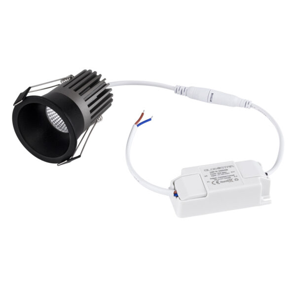 GloboStar® MICRO-B 60244 Χωνευτό LED Spot Downlight TrimLess Φ6cm 7W 910lm 38° AC 220-240V IP20 Φ6 x Υ7.8cm – Στρόγγυλο – Μαύρο – Φυσικό Λευκό 4500K – Bridgelux COB – 5 Years Warranty