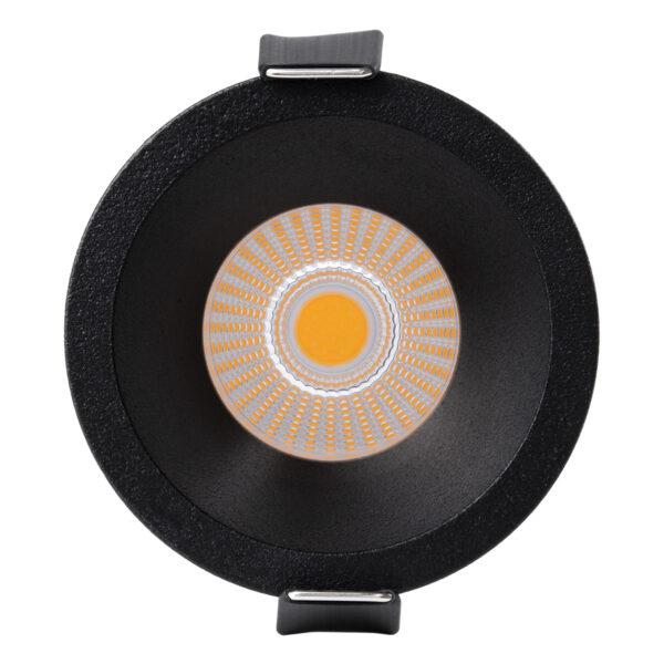 GloboStar® MICRO-B 60245 Χωνευτό LED Spot Downlight TrimLess Φ6cm 7W 875lm 38° AC 220-240V IP20 Φ6 x Υ7.8cm – Στρόγγυλο – Μαύρο – Θερμό Λευκό 2700K – Bridgelux COB – 5 Years Warranty