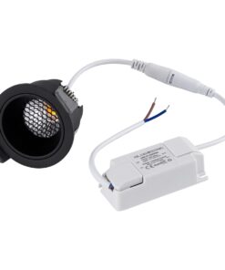 GloboStar® PLUTO-S 60250 Χωνευτό LED Spot Downlight TrimLess Φ6.4cm 7W 910lm 38° AC 220-240V IP20 Φ6.4 x Υ4.9cm – Στρόγγυλο – Μαύρο & Anti-Glare HoneyComb – Φυσικό Λευκό 4500K – Bridgelux COB – 5 Years Warranty