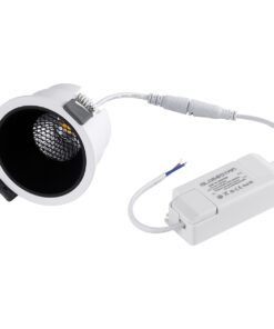 GloboStar® PLUTO-M 60252 Χωνευτό LED Spot Downlight TrimLess Φ8.4cm 10W 1300lm 38° AC 220-240V IP20 Φ8.4 x Υ5.9cm – Στρόγγυλο – Λευκό με Μαύρο Κάτοπτρο & Anti-Glare HoneyComb – Φυσικό Λευκό 4500K – Bridgelux COB – 5 Years Warranty