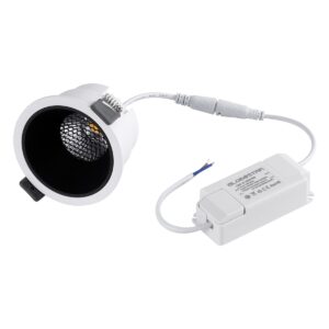 GloboStar® PLUTO-M 60252 Χωνευτό LED Spot Downlight TrimLess Φ8.4cm 10W 1300lm 38° AC 220-240V IP20 Φ8.4 x Υ5.9cm – Στρόγγυλο – Λευκό με Μαύρο Κάτοπτρο & Anti-Glare HoneyComb – Φυσικό Λευκό 4500K – Bridgelux COB – 5 Years Warranty