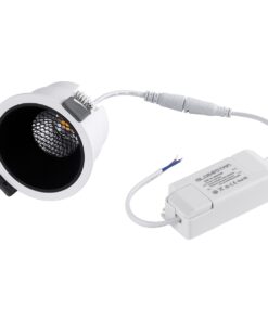 GloboStar® PLUTO-M 60253 Χωνευτό LED Spot Downlight TrimLess Φ8.4cm 10W 1250lm 38° AC 220-240V IP20 Φ8.4 x Υ5.9cm – Στρόγγυλο – Λευκό με Μαύρο Κάτοπτρο & Anti-Glare HoneyComb – Θερμό Λευκό 2700K – Bridgelux COB – 5 Years Warranty