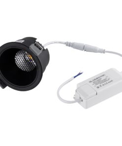 GloboStar® PLUTO-M 60256 Χωνευτό LED Spot Downlight TrimLess Φ8.4cm 10W 1300lm 38° AC 220-240V IP20 Φ8.4 x Υ5.9cm – Στρόγγυλο – Μαύρο & Anti-Glare HoneyComb – Φυσικό Λευκό 4500K – Bridgelux COB – 5 Years Warranty