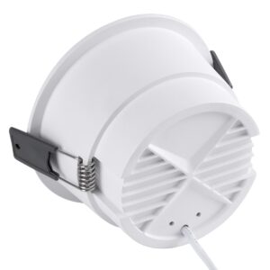 GloboStar® PLUTO-B 60258 Χωνευτό LED Spot Downlight TrimLess Φ10.4cm 15W 1950lm 38° AC 220-240V IP20 Φ10.4 x Υ6.5cm – Στρόγγυλο – Λευκό με Μαύρο Κάτοπτρο & Anti-Glare HoneyComb – Φυσικό Λευκό 4500K – Bridgelux COB – 5 Years Warranty