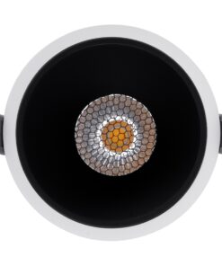 GloboStar® PLUTO-B 60258 Χωνευτό LED Spot Downlight TrimLess Φ10.4cm 15W 1950lm 38° AC 220-240V IP20 Φ10.4 x Υ6.5cm – Στρόγγυλο – Λευκό με Μαύρο Κάτοπτρο & Anti-Glare HoneyComb – Φυσικό Λευκό 4500K – Bridgelux COB – 5 Years Warranty
