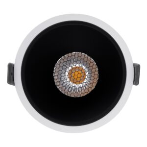 GloboStar® PLUTO-B 60258 Χωνευτό LED Spot Downlight TrimLess Φ10.4cm 15W 1950lm 38° AC 220-240V IP20 Φ10.4 x Υ6.5cm – Στρόγγυλο – Λευκό με Μαύρο Κάτοπτρο & Anti-Glare HoneyComb – Φυσικό Λευκό 4500K – Bridgelux COB – 5 Years Warranty