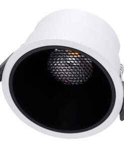 GloboStar® PLUTO-B 60259 Χωνευτό LED Spot Downlight TrimLess Φ10.4cm 15W 1875lm 38° AC 220-240V IP20 Φ10.4 x Υ6.5cm – Στρόγγυλο – Λευκό με Μαύρο Κάτοπτρο & Anti-Glare HoneyComb – Θερμό Λευκό 2700K – Bridgelux COB – 5 Years Warranty