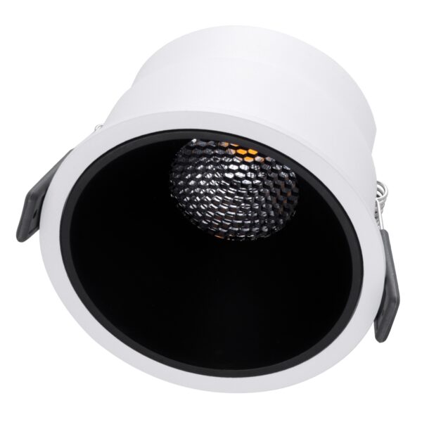 GloboStar® PLUTO-B 60259 Χωνευτό LED Spot Downlight TrimLess Φ10.4cm 15W 1875lm 38° AC 220-240V IP20 Φ10.4 x Υ6.5cm – Στρόγγυλο – Λευκό με Μαύρο Κάτοπτρο & Anti-Glare HoneyComb – Θερμό Λευκό 2700K – Bridgelux COB – 5 Years Warranty