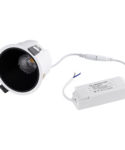 GloboStar® PLUTO-B 60259 Χωνευτό LED Spot Downlight TrimLess Φ10.4cm 15W 1875lm 38° AC 220-240V IP20 Φ10.4 x Υ6.5cm – Στρόγγυλο – Λευκό με Μαύρο Κάτοπτρο & Anti-Glare HoneyComb – Θερμό Λευκό 2700K – Bridgelux COB – 5 Years Warranty