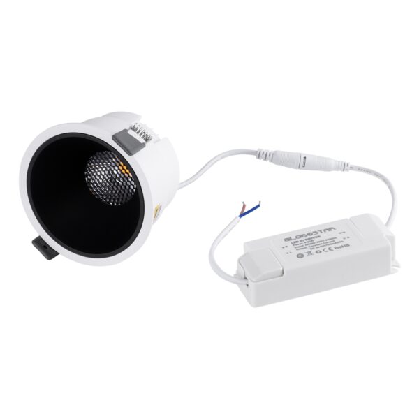GloboStar® PLUTO-B 60259 Χωνευτό LED Spot Downlight TrimLess Φ10.4cm 15W 1875lm 38° AC 220-240V IP20 Φ10.4 x Υ6.5cm – Στρόγγυλο – Λευκό με Μαύρο Κάτοπτρο & Anti-Glare HoneyComb – Θερμό Λευκό 2700K – Bridgelux COB – 5 Years Warranty