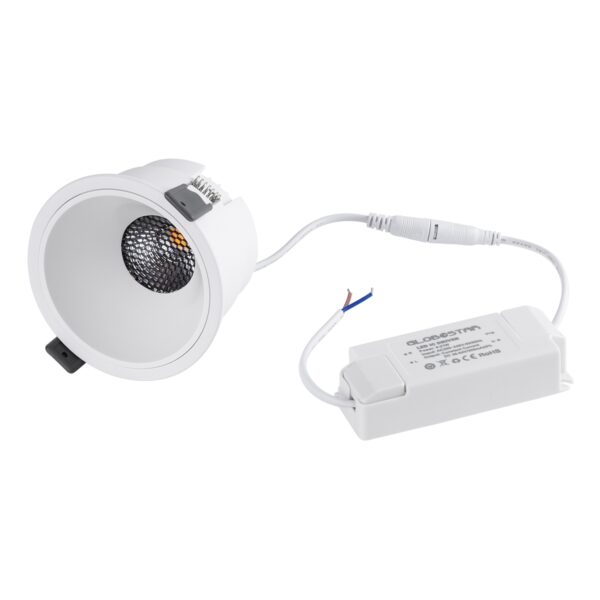 GloboStar® PLUTO-B 60261 Χωνευτό LED Spot Downlight TrimLess Φ10.4cm 15W 1875lm 38° AC 220-240V IP20 Φ10.4 x Υ6.5cm – Στρόγγυλο – Λευκό & Anti-Glare HoneyComb – Θερμό Λευκό 2700K – Bridgelux COB – 5 Years Warranty