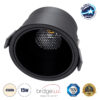GloboStar® PLUTO-B 60262 Χωνευτό LED Spot Downlight TrimLess Φ10.4cm 15W 1950lm 38° AC 220-240V IP20 Φ10.4 x Υ6.5cm – Στρόγγυλο – Μαύρο & Anti-Glare HoneyComb – Φυσικό Λευκό 4500K – Bridgelux COB – 5 Years Warranty