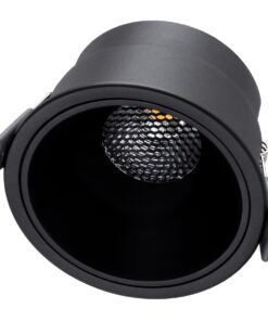 GloboStar® PLUTO-B 60263 Χωνευτό LED Spot Downlight TrimLess Φ10.4cm 15W 1875lm 38° AC 220-240V IP20 Φ10.4 x Υ6.5cm – Στρόγγυλο – Μαύρο & Anti-Glare HoneyComb – Θερμό Λευκό 2700K – Bridgelux COB – 5 Years Warranty
