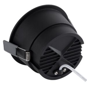 GloboStar® PLUTO-B 60263 Χωνευτό LED Spot Downlight TrimLess Φ10.4cm 15W 1875lm 38° AC 220-240V IP20 Φ10.4 x Υ6.5cm – Στρόγγυλο – Μαύρο & Anti-Glare HoneyComb – Θερμό Λευκό 2700K – Bridgelux COB – 5 Years Warranty