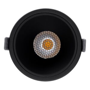 GloboStar® PLUTO-B 60262 Χωνευτό LED Spot Downlight TrimLess Φ10.4cm 15W 1950lm 38° AC 220-240V IP20 Φ10.4 x Υ6.5cm – Στρόγγυλο – Μαύρο & Anti-Glare HoneyComb – Φυσικό Λευκό 4500K – Bridgelux COB – 5 Years Warranty