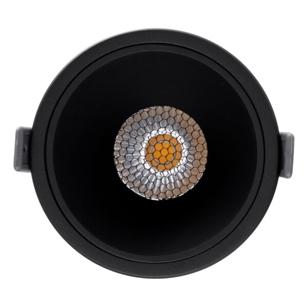 GloboStar® PLUTO-B 60262 Χωνευτό LED Spot Downlight TrimLess Φ10.4cm 15W 1950lm 38° AC 220-240V IP20 Φ10.4 x Υ6.5cm – Στρόγγυλο – Μαύρο & Anti-Glare HoneyComb – Φυσικό Λευκό 4500K – Bridgelux COB – 5 Years Warranty