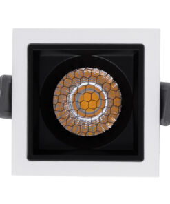 GloboStar® PLUTO-S 60264 Χωνευτό LED Spot Downlight TrimLess Μ6.4xΠ6.4cm 7W 910lm 38° AC 220-240V IP20 Μ6.4 x Π6.4 x Υ4.9cm – Τετράγωνο – Λευκό με Μαύρο Κάτοπτρο & Anti-Glare HoneyComb – Φυσικό Λευκό 4500K – Bridgelux COB – 5 Years Warranty