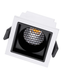 GloboStar® PLUTO-S 60265 Χωνευτό LED Spot Downlight TrimLess Μ6.4xΠ6.4cm 7W 875lm 38° AC 220-240V IP20 Μ6.4 x Π6.4 x Υ4.9cm – Τετράγωνο – Λευκό με Μαύρο Κάτοπτρο & Anti-Glare HoneyComb – Θερμό Λευκό 2700K – Bridgelux COB – 5 Years Warranty
