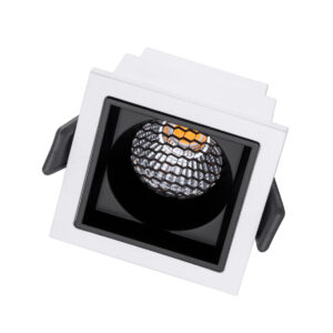 GloboStar® PLUTO-S 60265 Χωνευτό LED Spot Downlight TrimLess Μ6.4xΠ6.4cm 7W 875lm 38° AC 220-240V IP20 Μ6.4 x Π6.4 x Υ4.9cm – Τετράγωνο – Λευκό με Μαύρο Κάτοπτρο & Anti-Glare HoneyComb – Θερμό Λευκό 2700K – Bridgelux COB – 5 Years Warranty