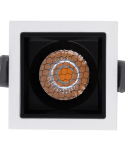 GloboStar® PLUTO-S 60265 Χωνευτό LED Spot Downlight TrimLess Μ6.4xΠ6.4cm 7W 875lm 38° AC 220-240V IP20 Μ6.4 x Π6.4 x Υ4.9cm – Τετράγωνο – Λευκό με Μαύρο Κάτοπτρο & Anti-Glare HoneyComb – Θερμό Λευκό 2700K – Bridgelux COB – 5 Years Warranty