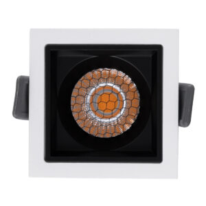 GloboStar® PLUTO-S 60265 Χωνευτό LED Spot Downlight TrimLess Μ6.4xΠ6.4cm 7W 875lm 38° AC 220-240V IP20 Μ6.4 x Π6.4 x Υ4.9cm – Τετράγωνο – Λευκό με Μαύρο Κάτοπτρο & Anti-Glare HoneyComb – Θερμό Λευκό 2700K – Bridgelux COB – 5 Years Warranty