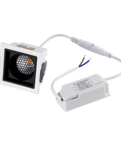 GloboStar® PLUTO-S 60265 Χωνευτό LED Spot Downlight TrimLess Μ6.4xΠ6.4cm 7W 875lm 38° AC 220-240V IP20 Μ6.4 x Π6.4 x Υ4.9cm – Τετράγωνο – Λευκό με Μαύρο Κάτοπτρο & Anti-Glare HoneyComb – Θερμό Λευκό 2700K – Bridgelux COB – 5 Years Warranty