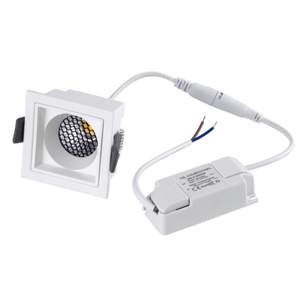 GloboStar® PLUTO-S 60266 Χωνευτό LED Spot Downlight TrimLess Μ6.4xΠ6.4cm 7W 910lm 38° AC 220-240V IP20 Μ6.4 x Π6.4 x Υ4.9cm – Τετράγωνο – Λευκό & Anti-Glare HoneyComb – Φυσικό Λευκό 4500K – Bridgelux COB – 5 Years Warranty