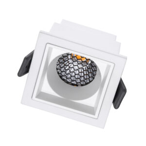 GloboStar® PLUTO-S 60267 Χωνευτό LED Spot Downlight TrimLess Μ6.4xΠ6.4cm 7W 875lm 38° AC 220-240V IP20 Μ6.4 x Π6.4 x Υ4.9cm – Τετράγωνο – Λευκό & Anti-Glare HoneyComb – Θερμό Λευκό 2700K – Bridgelux COB – 5 Years Warranty