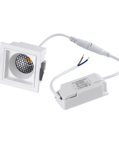 GloboStar® PLUTO-S 60267 Χωνευτό LED Spot Downlight TrimLess Μ6.4xΠ6.4cm 7W 875lm 38° AC 220-240V IP20 Μ6.4 x Π6.4 x Υ4.9cm – Τετράγωνο – Λευκό & Anti-Glare HoneyComb – Θερμό Λευκό 2700K – Bridgelux COB – 5 Years Warranty