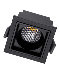 GloboStar® PLUTO-S 60268 Χωνευτό LED Spot Downlight TrimLess Μ6.4xΠ6.4cm 7W 910lm 38° AC 220-240V IP20 Μ6.4 x Π6.4 x Υ4.9cm – Τετράγωνο – Μαύρο & Anti-Glare HoneyComb – Φυσικό Λευκό 4500K – Bridgelux COB – 5 Years Warranty