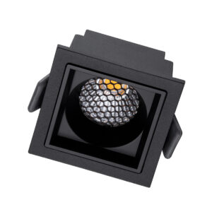 GloboStar® PLUTO-S 60268 Χωνευτό LED Spot Downlight TrimLess Μ6.4xΠ6.4cm 7W 910lm 38° AC 220-240V IP20 Μ6.4 x Π6.4 x Υ4.9cm – Τετράγωνο – Μαύρο & Anti-Glare HoneyComb – Φυσικό Λευκό 4500K – Bridgelux COB – 5 Years Warranty
