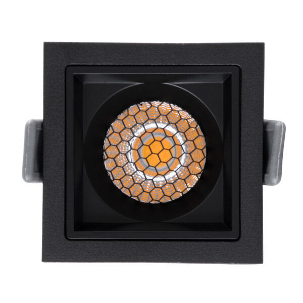 GloboStar® PLUTO-S 60268 Χωνευτό LED Spot Downlight TrimLess Μ6.4xΠ6.4cm 7W 910lm 38° AC 220-240V IP20 Μ6.4 x Π6.4 x Υ4.9cm – Τετράγωνο – Μαύρο & Anti-Glare HoneyComb – Φυσικό Λευκό 4500K – Bridgelux COB – 5 Years Warranty