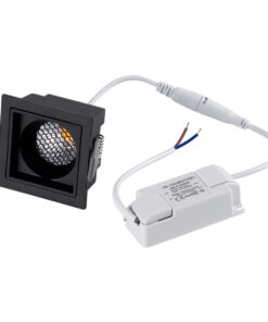 GloboStar® PLUTO-S 60268 Χωνευτό LED Spot Downlight TrimLess Μ6.4xΠ6.4cm 7W 910lm 38° AC 220-240V IP20 Μ6.4 x Π6.4 x Υ4.9cm – Τετράγωνο – Μαύρο & Anti-Glare HoneyComb – Φυσικό Λευκό 4500K – Bridgelux COB – 5 Years Warranty