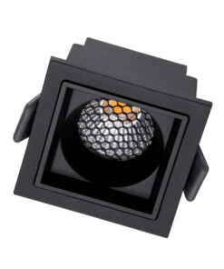 GloboStar® PLUTO-S 60269 Χωνευτό LED Spot Downlight TrimLess Μ6.4xΠ6.4cm 7W 875lm 38° AC 220-240V IP20 Μ6.4 x Π6.4 x Υ4.9cm – Τετράγωνο – Μαύρο & Anti-Glare HoneyComb – Θερμό Λευκό 2700K – Bridgelux COB – 5 Years Warranty