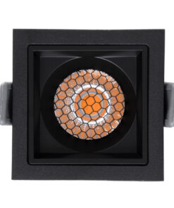 GloboStar® PLUTO-S 60269 Χωνευτό LED Spot Downlight TrimLess Μ6.4xΠ6.4cm 7W 875lm 38° AC 220-240V IP20 Μ6.4 x Π6.4 x Υ4.9cm – Τετράγωνο – Μαύρο & Anti-Glare HoneyComb – Θερμό Λευκό 2700K – Bridgelux COB – 5 Years Warranty