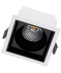 GloboStar® PLUTO-M 60270 Χωνευτό LED Spot Downlight TrimLess Μ8.4xΠ8.4cm 10W 1300lm 38° AC 220-240V IP20 Μ8.4 x Π8.4 x Υ5.9cm – Τετράγωνο – Λευκό με Μαύρο Κάτοπτρο & Anti-Glare HoneyComb – Φυσικό Λευκό 4500K – Bridgelux COB – 5 Years Warranty