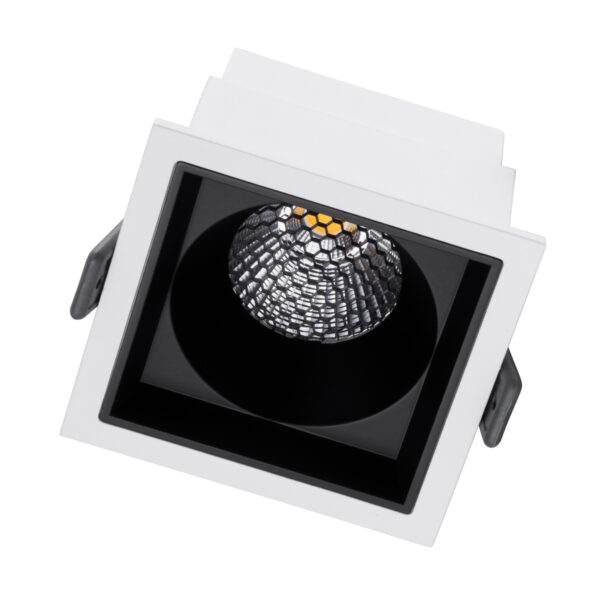 GloboStar® PLUTO-M 60270 Χωνευτό LED Spot Downlight TrimLess Μ8.4xΠ8.4cm 10W 1300lm 38° AC 220-240V IP20 Μ8.4 x Π8.4 x Υ5.9cm – Τετράγωνο – Λευκό με Μαύρο Κάτοπτρο & Anti-Glare HoneyComb – Φυσικό Λευκό 4500K – Bridgelux COB – 5 Years Warranty