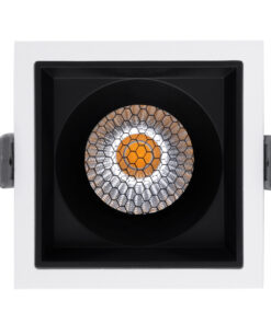 GloboStar® PLUTO-M 60270 Χωνευτό LED Spot Downlight TrimLess Μ8.4xΠ8.4cm 10W 1300lm 38° AC 220-240V IP20 Μ8.4 x Π8.4 x Υ5.9cm – Τετράγωνο – Λευκό με Μαύρο Κάτοπτρο & Anti-Glare HoneyComb – Φυσικό Λευκό 4500K – Bridgelux COB – 5 Years Warranty