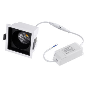 GloboStar® PLUTO-M 60270 Χωνευτό LED Spot Downlight TrimLess Μ8.4xΠ8.4cm 10W 1300lm 38° AC 220-240V IP20 Μ8.4 x Π8.4 x Υ5.9cm – Τετράγωνο – Λευκό με Μαύρο Κάτοπτρο & Anti-Glare HoneyComb – Φυσικό Λευκό 4500K – Bridgelux COB – 5 Years Warranty