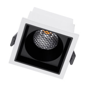 GloboStar® PLUTO-M 60271 Χωνευτό LED Spot Downlight TrimLess Μ8.4xΠ8.4cm 10W 1250lm 38° AC 220-240V IP20 Μ8.4 x Π8.4 x Υ5.9cm – Τετράγωνο – Λευκό με Μαύρο Κάτοπτρο & Anti-Glare HoneyComb – Θερμό Λευκό 2700K – Bridgelux COB – 5 Years Warranty