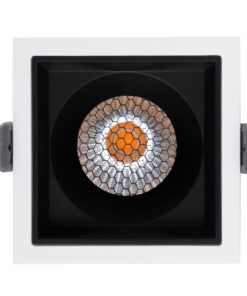 GloboStar® PLUTO-M 60271 Χωνευτό LED Spot Downlight TrimLess Μ8.4xΠ8.4cm 10W 1250lm 38° AC 220-240V IP20 Μ8.4 x Π8.4 x Υ5.9cm – Τετράγωνο – Λευκό με Μαύρο Κάτοπτρο & Anti-Glare HoneyComb – Θερμό Λευκό 2700K – Bridgelux COB – 5 Years Warranty