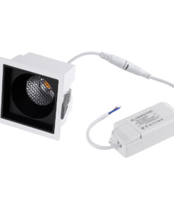 GloboStar® PLUTO-M 60271 Χωνευτό LED Spot Downlight TrimLess Μ8.4xΠ8.4cm 10W 1250lm 38° AC 220-240V IP20 Μ8.4 x Π8.4 x Υ5.9cm – Τετράγωνο – Λευκό με Μαύρο Κάτοπτρο & Anti-Glare HoneyComb – Θερμό Λευκό 2700K – Bridgelux COB – 5 Years Warranty