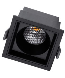 GloboStar® PLUTO-M 60275 Χωνευτό LED Spot Downlight TrimLess Μ8.4xΠ8.4cm 10W 1250lm 38° AC 220-240V IP20 Μ8.4 x Π8.4 x Υ5.9cm – Τετράγωνο – Μαύρο & Anti-Glare HoneyComb – Θερμό Λευκό 2700K – Bridgelux COB – 5 Years Warranty