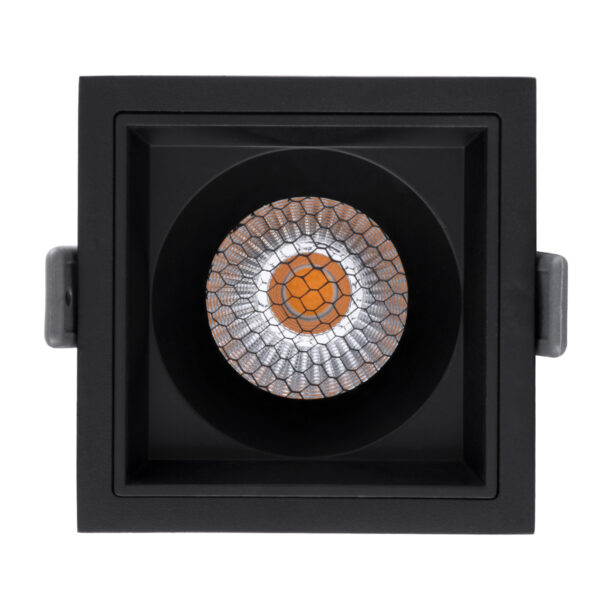 GloboStar® PLUTO-M 60275 Χωνευτό LED Spot Downlight TrimLess Μ8.4xΠ8.4cm 10W 1250lm 38° AC 220-240V IP20 Μ8.4 x Π8.4 x Υ5.9cm – Τετράγωνο – Μαύρο & Anti-Glare HoneyComb – Θερμό Λευκό 2700K – Bridgelux COB – 5 Years Warranty