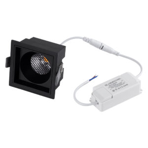 GloboStar® PLUTO-M 60275 Χωνευτό LED Spot Downlight TrimLess Μ8.4xΠ8.4cm 10W 1250lm 38° AC 220-240V IP20 Μ8.4 x Π8.4 x Υ5.9cm – Τετράγωνο – Μαύρο & Anti-Glare HoneyComb – Θερμό Λευκό 2700K – Bridgelux COB – 5 Years Warranty