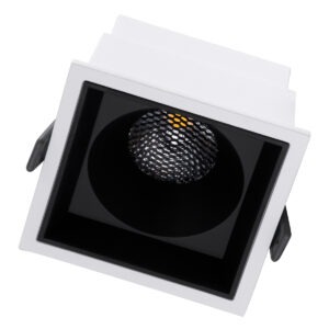 GloboStar® PLUTO-B 60276 Χωνευτό LED Spot Downlight TrimLess Μ10.4xΠ10.4cm 15W 1950lm 38° AC 220-240V IP20 Μ10.4 x Π10.4 x Υ6.5cm – Τετράγωνο – Λευκό με Μαύρο Κάτοπτρο & Anti-Glare HoneyComb – Φυσικό Λευκό 4500K – Bridgelux COB – 5 Years Warranty