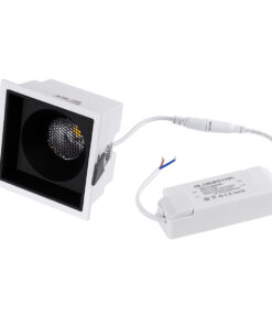 GloboStar® PLUTO-B 60276 Χωνευτό LED Spot Downlight TrimLess Μ10.4xΠ10.4cm 15W 1950lm 38° AC 220-240V IP20 Μ10.4 x Π10.4 x Υ6.5cm – Τετράγωνο – Λευκό με Μαύρο Κάτοπτρο & Anti-Glare HoneyComb – Φυσικό Λευκό 4500K – Bridgelux COB – 5 Years Warranty